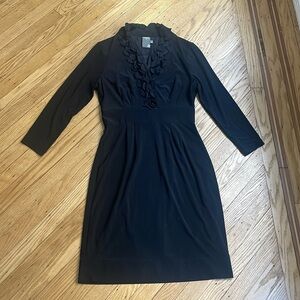Taylor Black Long Sleeve Jersey Dress Petal Neck Size 4